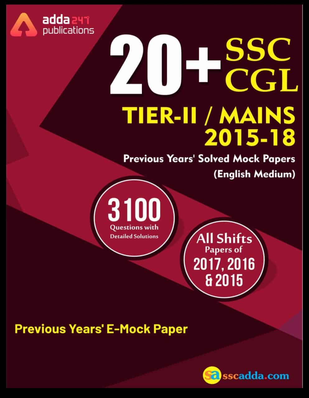 20+ SSC CGL Tier 2 Mains Solved Papers | Adda247 PDF