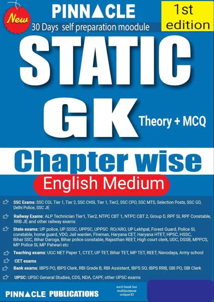 Static GK (Theory + MCQ) by Pinnacle [English Medium] - 2024 Edition